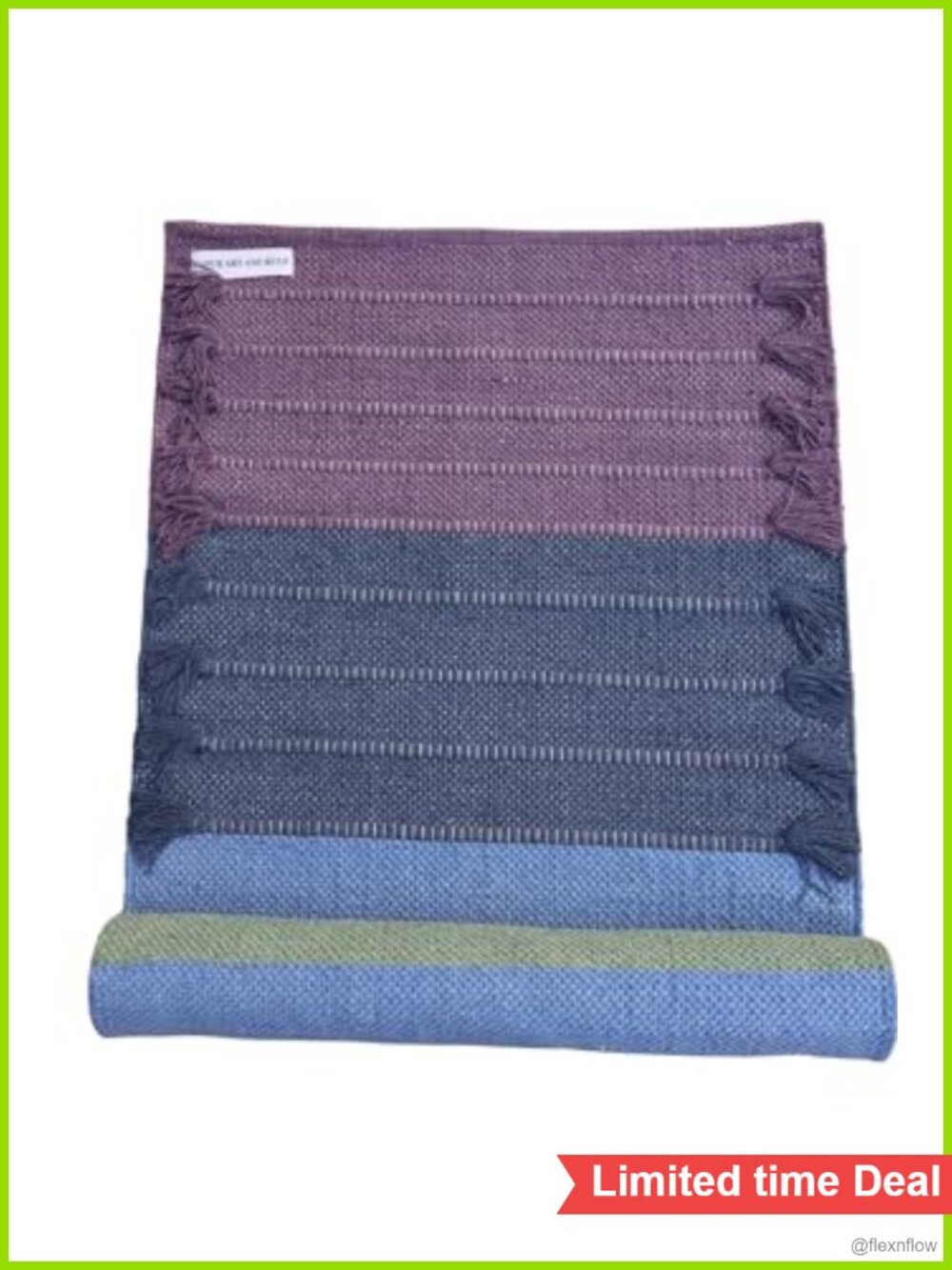Hand-Woven Cotton Yoga Mat Eco-Friendly Non-Slip Thick 72x24